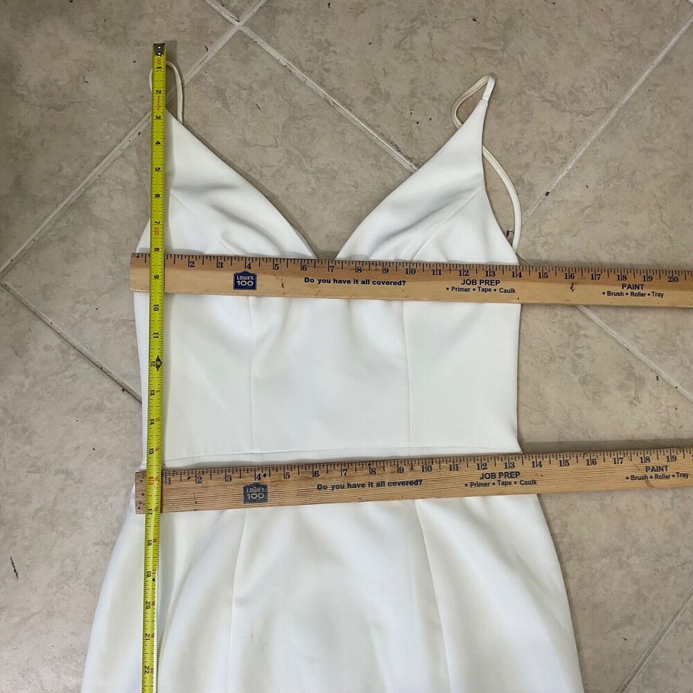 Vow’d  Mermaid Trumpet Plunge  Wedding Gown women’s Size 4 white train Crepe - Picture 11 of 14